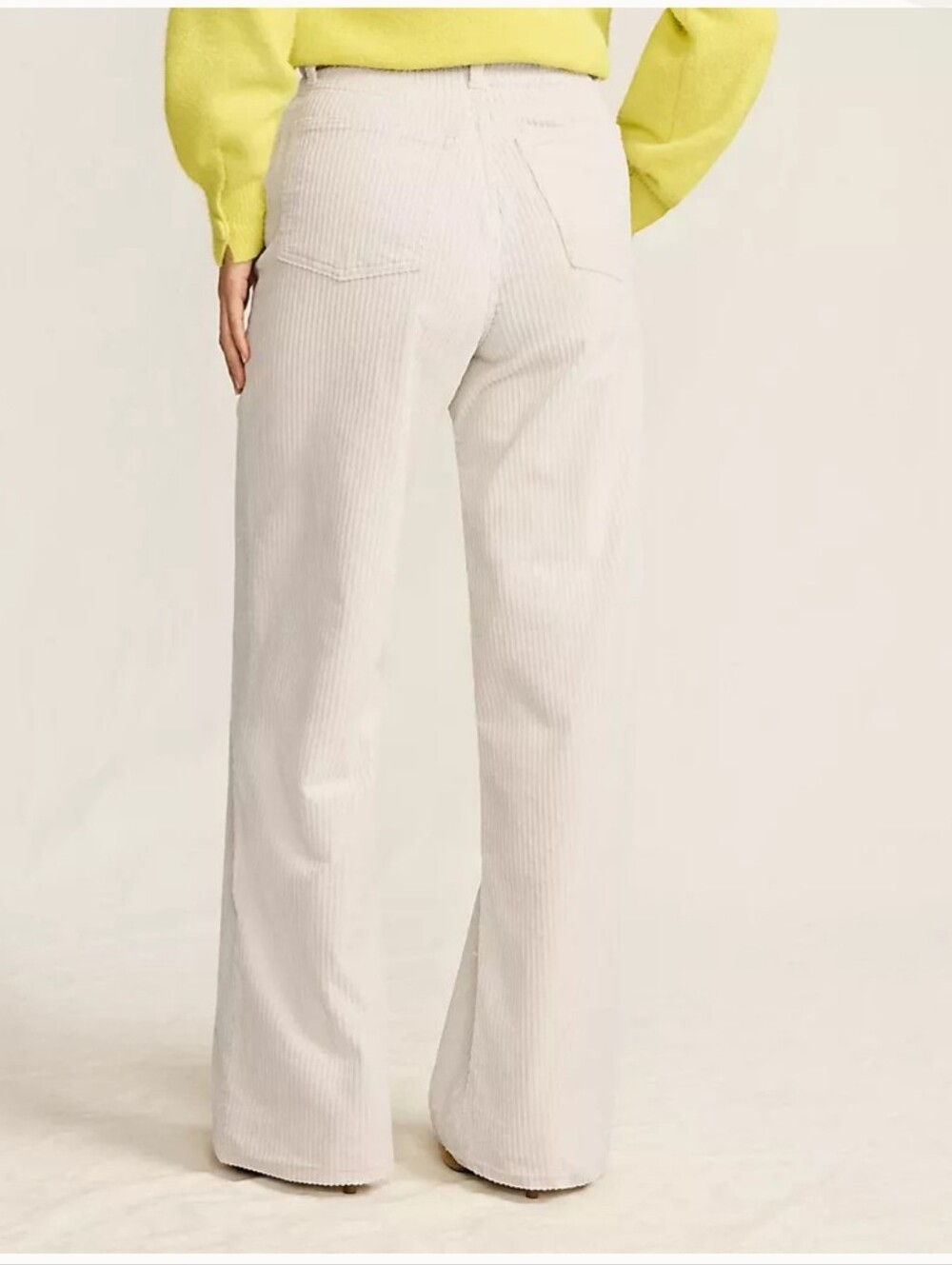 Lands' End Women's Ivory Wide Leg Corduroy Cropped Pants Size 14